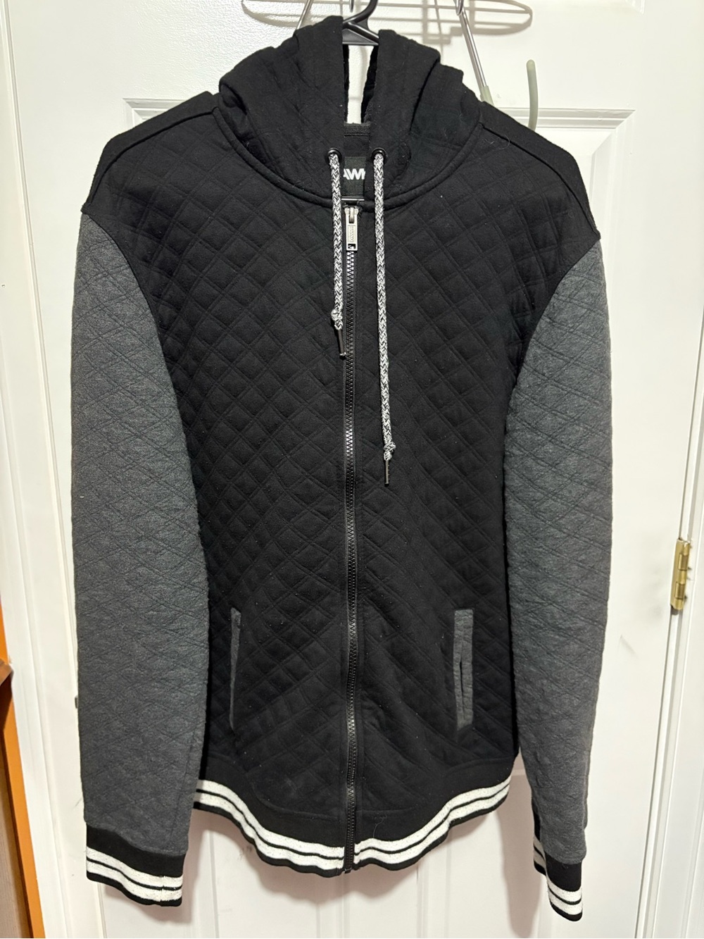 Tony Hawk Quilted Bomber Jacket in Black and Gray